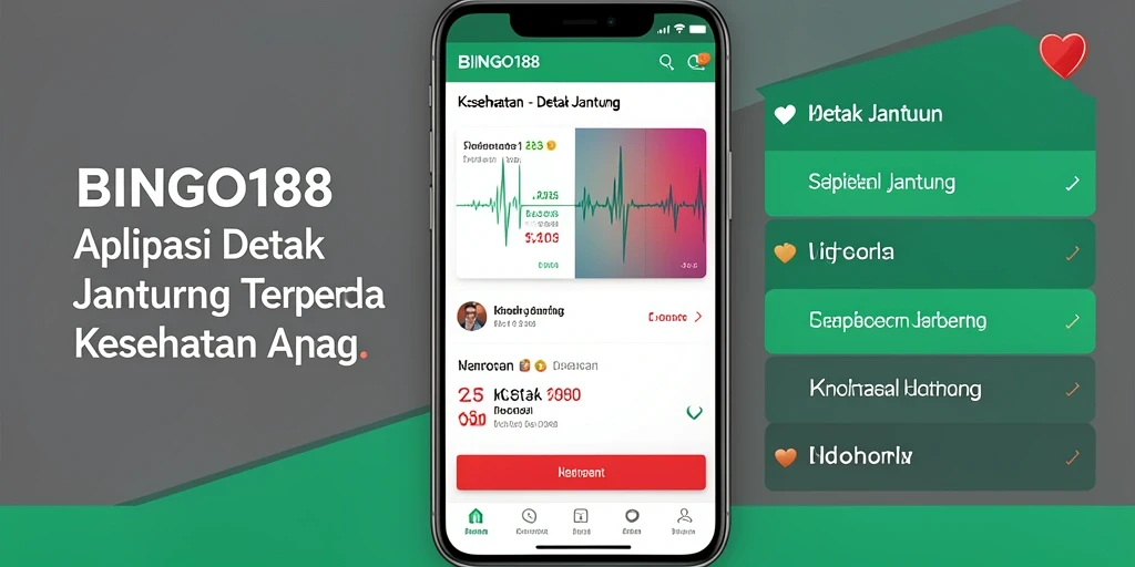 Antarmuka aplikasi BINGO188 yang menampilkan grafik detak jantung.