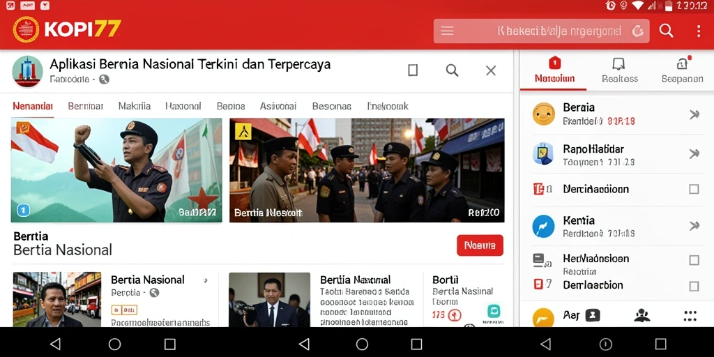 Antarmuka aplikasi KOPI77 menampilkan berita nasional terkini.
