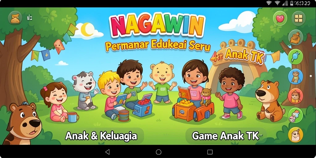 Antarmuka ceria NAGAWIN yang menarik untuk anak-anak.