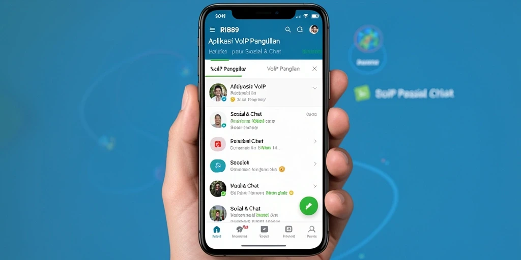 Antarmuka aplikasi RI889 dengan fitur VoIP Panggilan yang mudah digunakan.