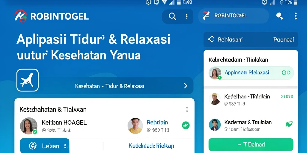 Antarmuka aplikasi ROBINTOGEL menampilkan fitur Tidur & Relaksasi yang menarik.