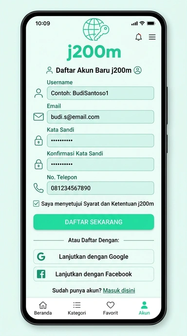 Registrasi Akun Baru j200m Sekarang Juga